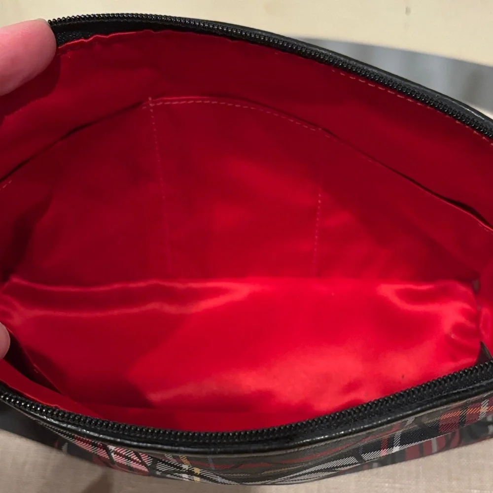 Coach Y2K Poppy Tartan Plaid Cosmetic Bag with Black Accents - Picture 4 of 7